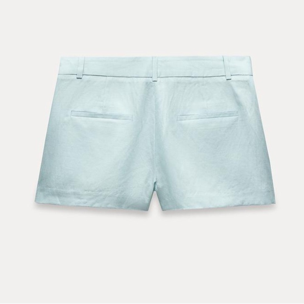 NWT ZARA FITTED LINEN BLEND SHORT SLEEVE BLAZER AND SHORTS SET - Picture 10 of 12